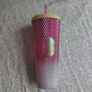 NWT Starbucks Pink and Gold Studded Tumbler